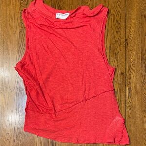 We The Free Vibrant Red Asymmetrical Muscle Tee